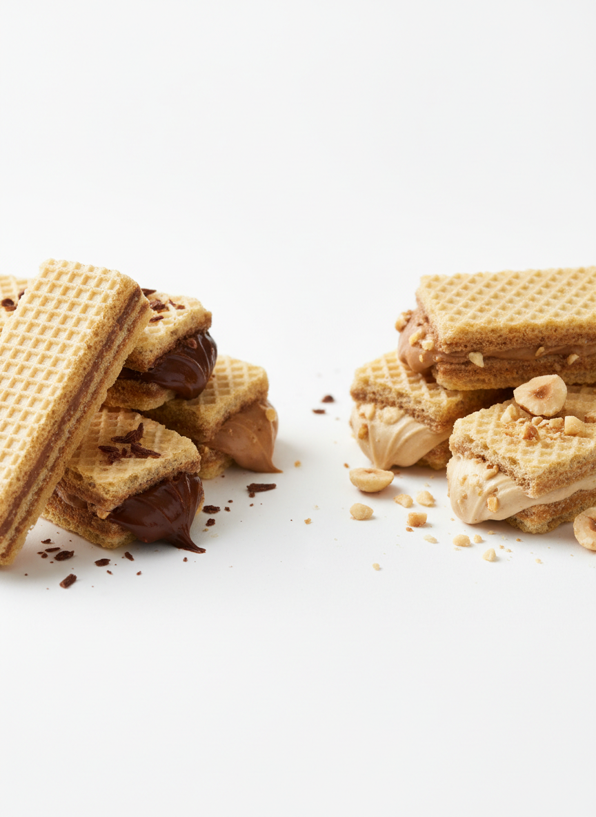 Gaufrettes fourrées  chocolat ou noisettes