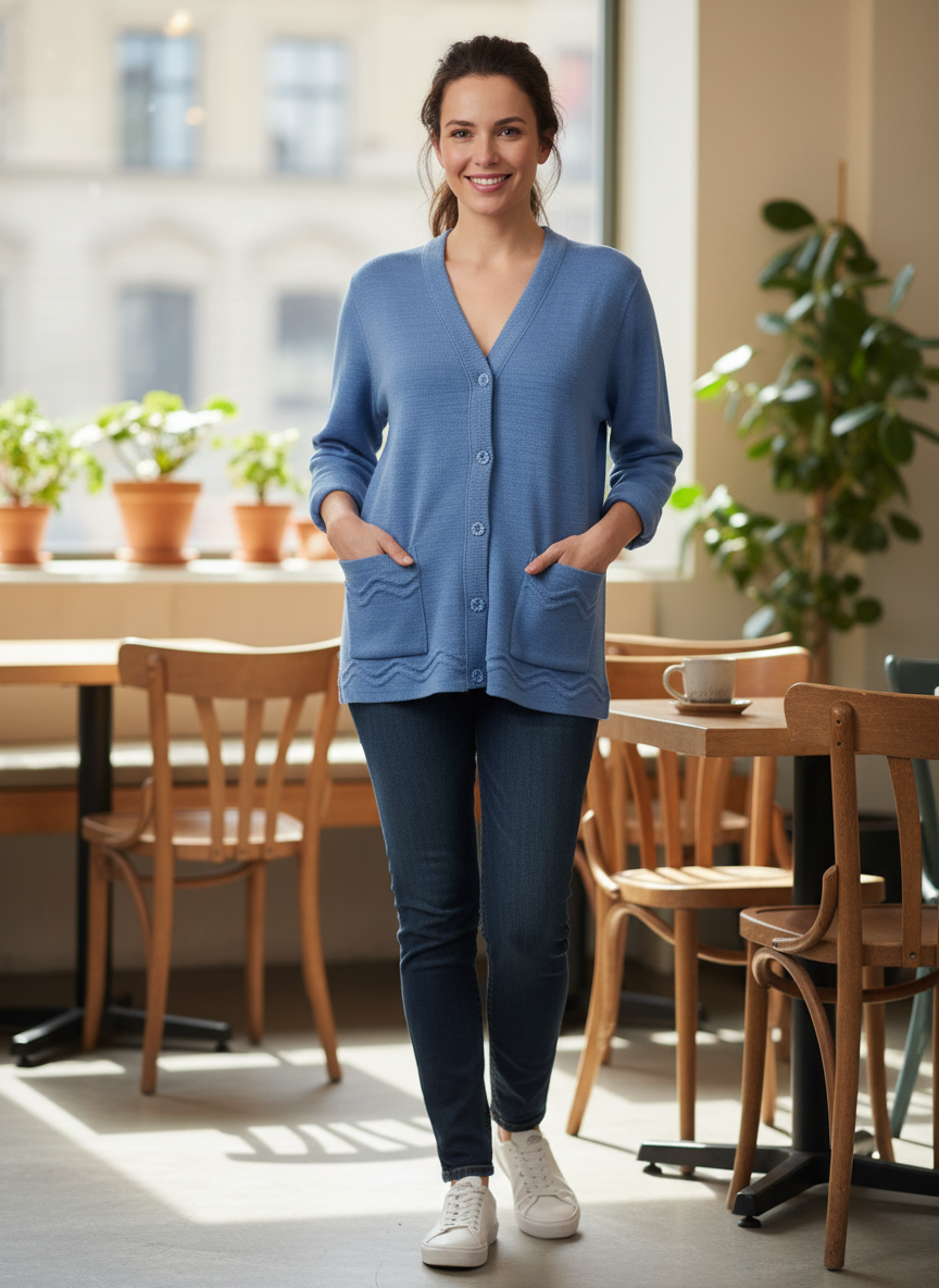 Gilet Valérie manches longues, col V